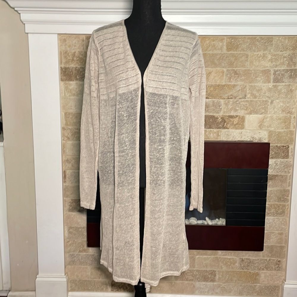 Mystree NWT sheer knit Lizzie cardigan. Cream. Size large